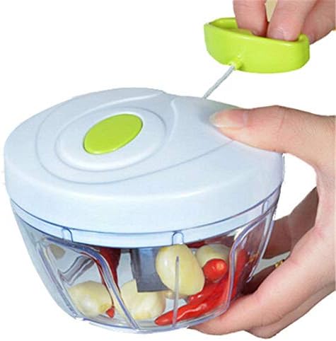 Mini Processador Triturador Manual de Alimentos – 3 Lâminas de Aço Inoxidável e Capacidade de 500ml