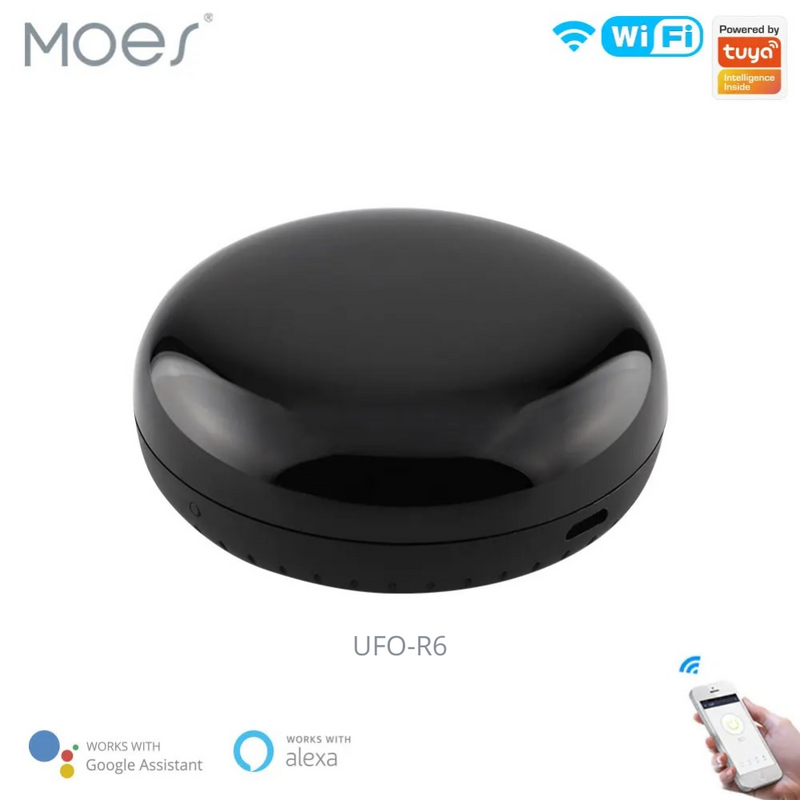 Controle Infravermelho UFO-R6 para Automação de Casa Inteligente – Compatível com Alexa e Google Home